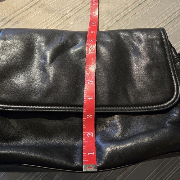 Rolfs Genuine Black Leather Handbag Vintage 90s Shoulder bag 9x12x4" - Picture 11 of 13